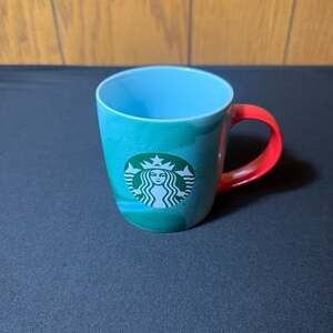 Starbucks 2024 Holiday 11oz Blue Swirl Ceramic Coffee Mug with Red Handle